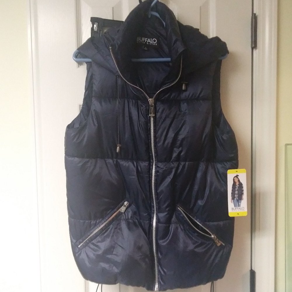 Buffalo David Bitton Navy Hooded Puffer Vest New